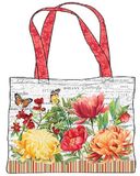 MORNING BLOSSOM 24927 10 White Tote Bag Panel Floral Michel Design Works Northcott