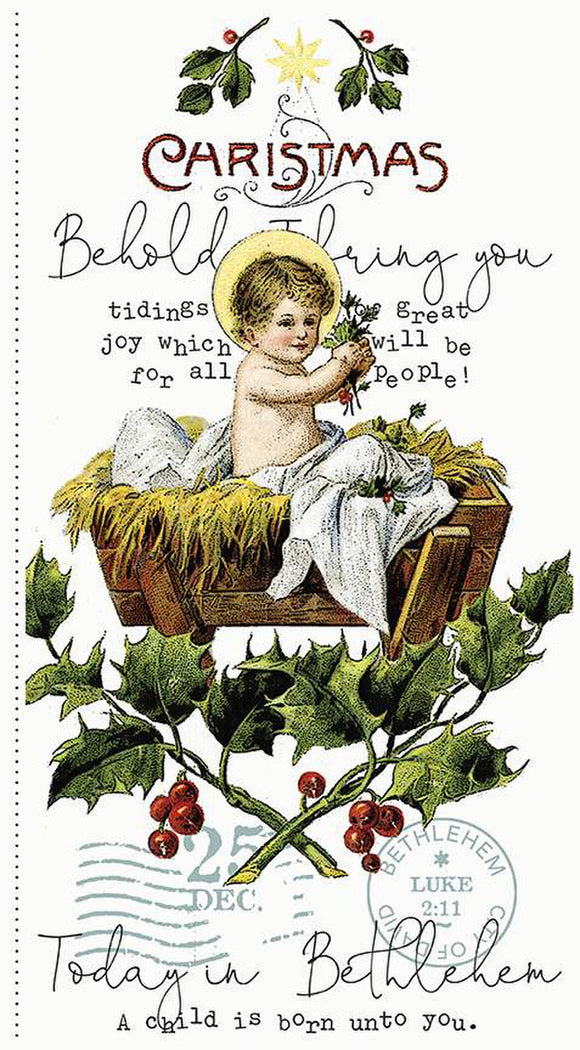 ALL ABOUT CHRISTMAS p10790 Panel White Nativity J Wecker Frisch Riley Blake