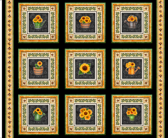 ALWAYS FACE THE SUNSHINE 27843 J Patches Black & White Sunflowers Dan Morris Quilting Treasures