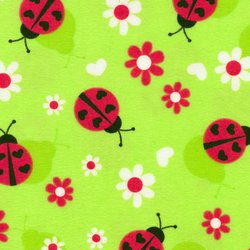 LADY BUGS FLANNEL 140 1072 Lady Bugs Green Fabri-Quilt