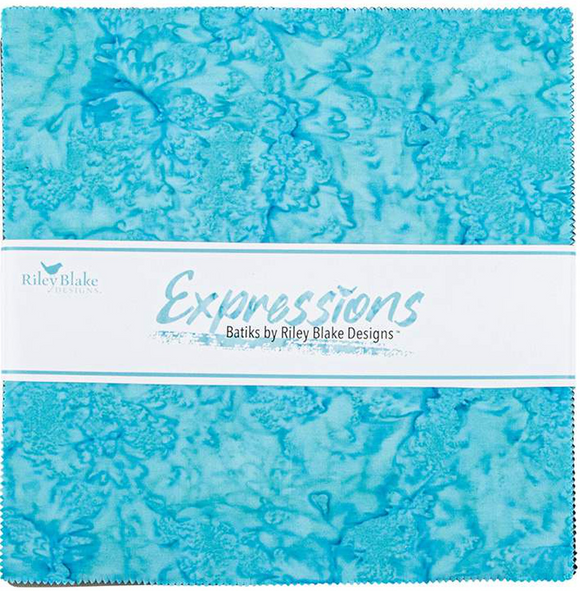 EXPRESSIONS BATIK 10 SHDTURTL 42 Shades of Turquoise and Teal Stacker Riley Blake