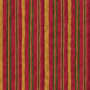 STAR OF WONDER STAR OF LIGHT 17066 10 Red Scroll Stripe Nancy Halvorsen Benartex