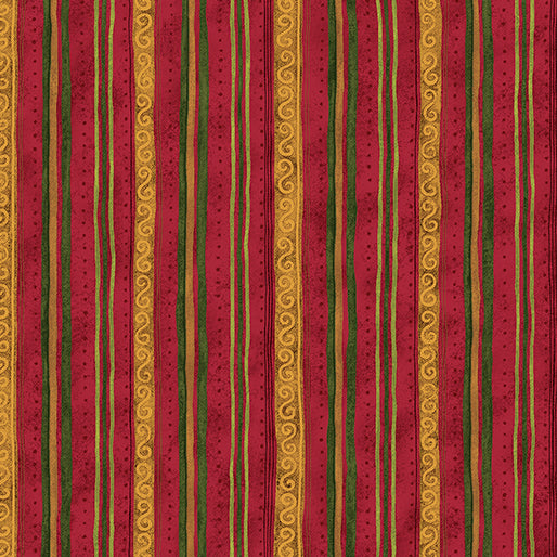 STAR OF WONDER STAR OF LIGHT 17066 10 Red Scroll Stripe Nancy Halvorsen Benartex