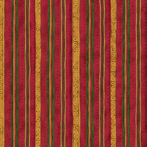 STAR OF WONDER STAR OF LIGHT 17066 10 Red Scroll Stripe Nancy Halvorsen Benartex