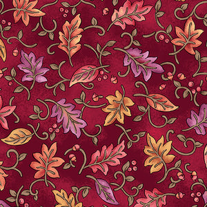 AUTUMN BREEZE 17150 10 Dancing Leaves Red Nancy Halvorsen Benartex