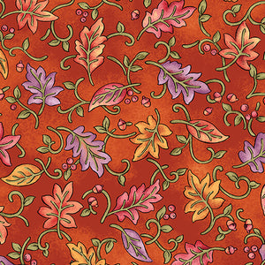 AUTUMN BREEZE 17150 23 Dancing Leaves Pumpkin Nancy Halvorsen Benartex