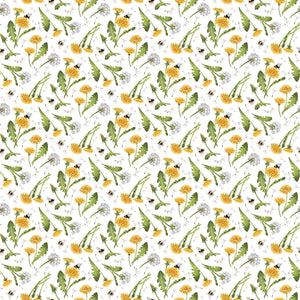 BEECROFT 26672 10 White Dandelions Deborah Edwards Northcott