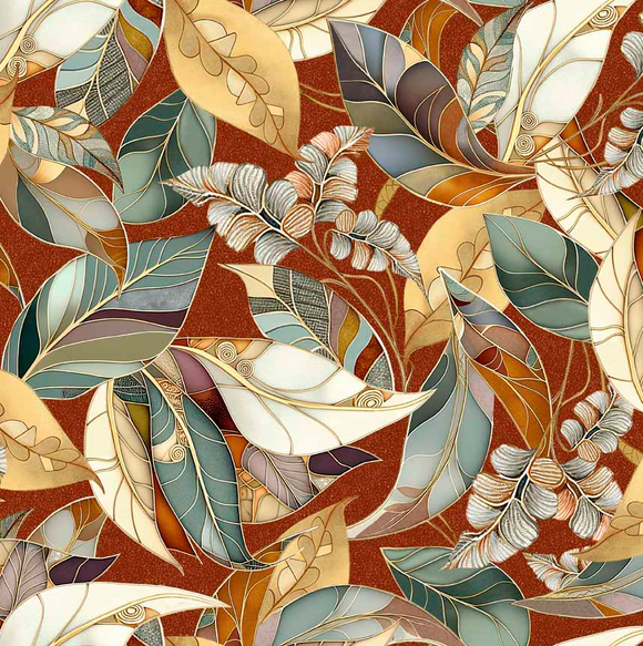 FROND NOUVEAU 30098 T Rust Fronds Sasha Quilting Treasures