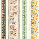 HUNNY BUNNY 30977 X Multi Bunny Border Stripe Morris Group Quilting Treasures