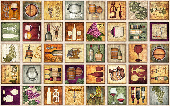 CORK & BARREL 31175 X Multi Wine Patches Morris Creative Grp Quilting Treasures
