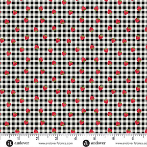 STRAWBERRY HONEY A 1156 K Black Strawberry Gingham Andover