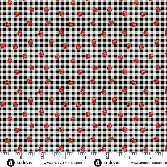 STRAWBERRY HONEY A 1156 K Black Strawberry Gingham Andover