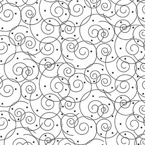 CENTURY BLACK ON WHITE CS 9688 L Swirls and Stars Andover