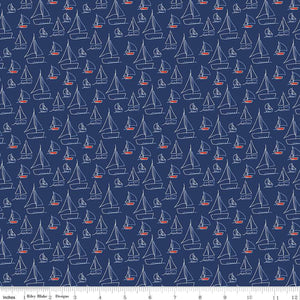 RED WHITE AND BANG! c11521 Navy Sailboats Sandy Gervais Riley Blake