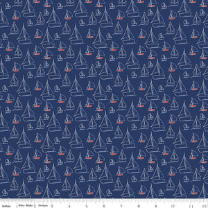 RED WHITE AND BANG! c11521 Navy Sailboats Sandy Gervais Riley Blake