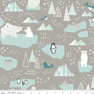 NICE ICE BABY FLANNEL F12573 Grey Main Animals Deena Rutter Riley Blake