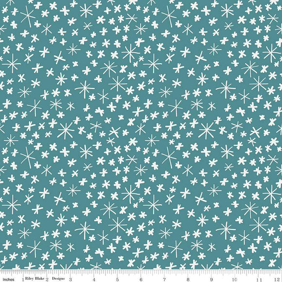 NICE ICE BABY FLANNEL F12574 Teal Snowflakes Deena Rutter Riley Blake