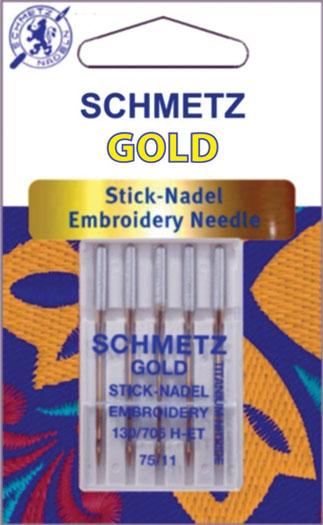 SCHMETZ NEEDLES 1824 GOLD EMBROIDERY Size 11/75 Sewing Machine