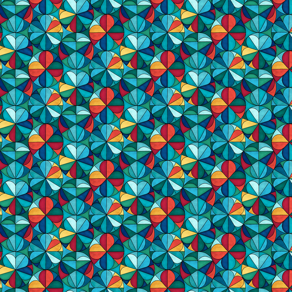 NATIVITY 28224 68 Teal Multi Circles Alison McGarrigle Northcott