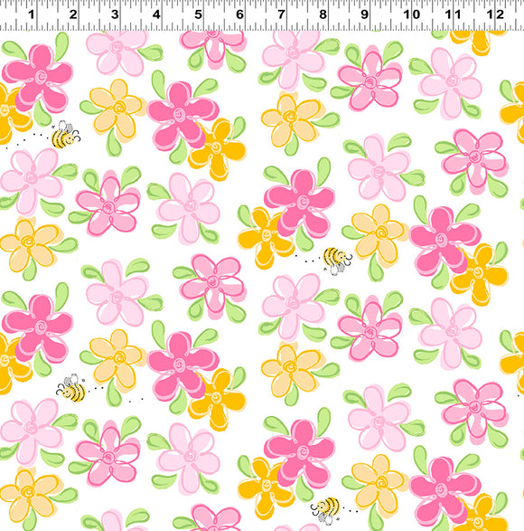 LAL THE LAMB 20301 100 White Floral Susybee Clothworks
