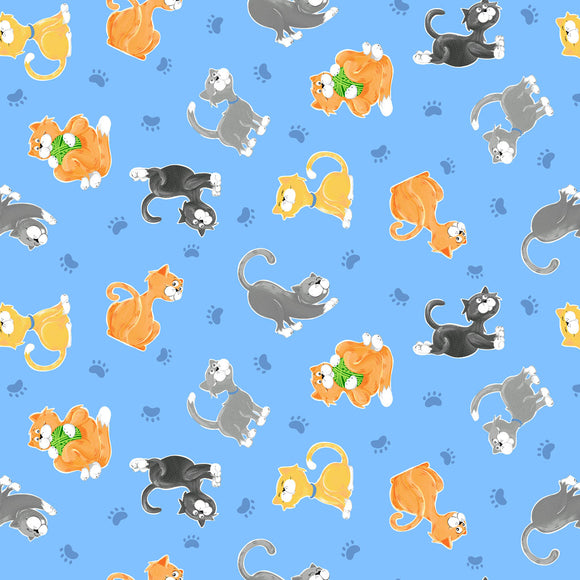 KITTY THE CAT 20392 725 Blue Cats Susybee Clothworks