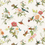 HUMMINGBIRD DAYS Y4724 2 Creme Toile Hummingbirds & Flowers Katie Pertiet Clothworks