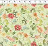 HUMMINGBIRD DAYS Y4725 23 Green Mixed Floral Katie Pertiet Clothworks