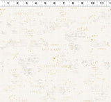 HUMMINGBIRD DAYS Y4726 2 Creme Words Katie Pertiet Clothworks