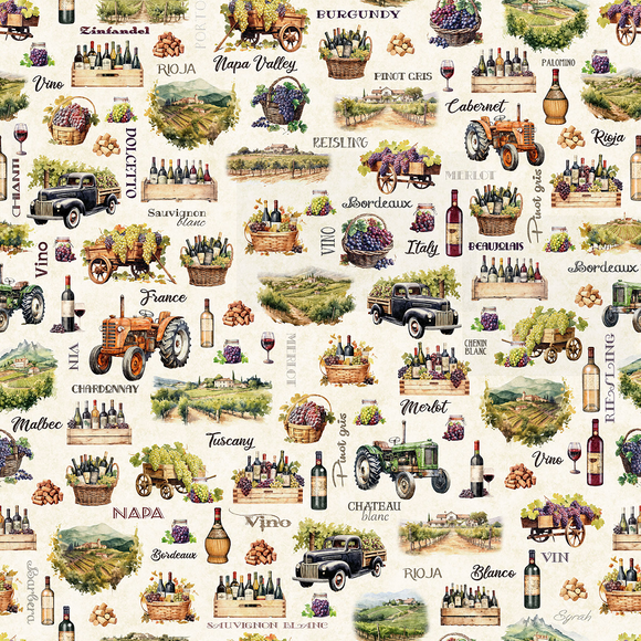CORK & BARREL 31167 E Cream Wine Production Morris Creative Grp Quilting Treasures