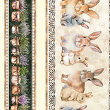 HUNNY BUNNY 30977 X Multi Bunny Border Stripe Morris Group Quilting Treasures