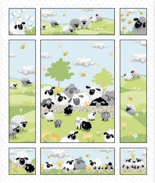 LEWE THE EWE 20434 100 White Sheep Panel Susybee Clothworks