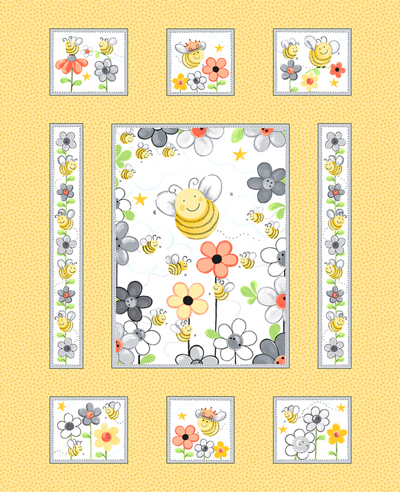 SWEET BEES 20360 310 Yellow Panel Susybee Clothworks