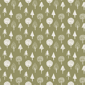 LITTLE THICKET 14525 GRN Olive Green Trees 3 Wishes