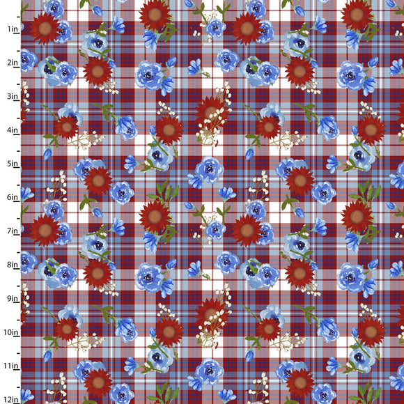 AMERICAN SPIRIT 16069 Flowers on Plaid Beth Albert 3 Wishes