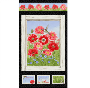POPPY MEADOWS 1984P 89 Panel Poppies Red Henry Glass