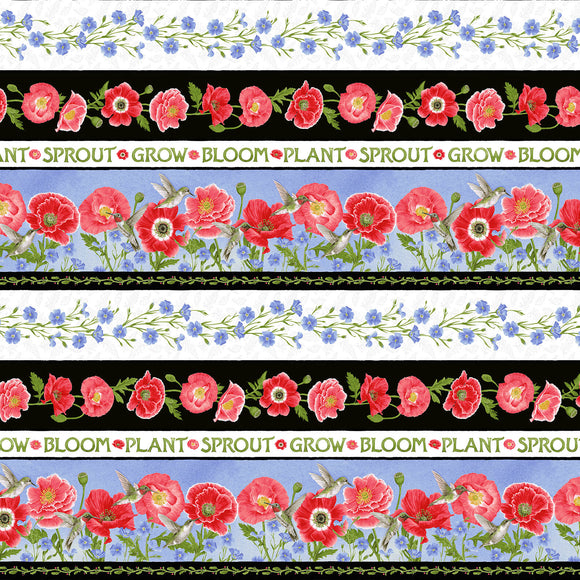 POPPY MEADOWS 1989 89 Red Border Stripe Henry Glass