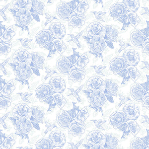 POPPY MEADOWS 1992 17 Blue Toile Henry Glass