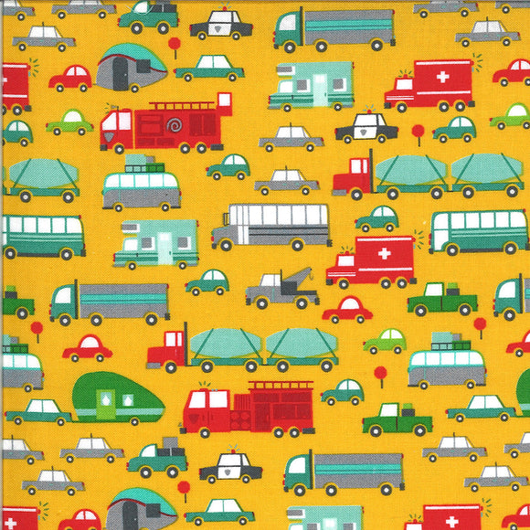 ON THE GO 20721 17 Backhoe Yellow Trucks & Cars Stacy Iest Hsu Moda
