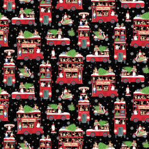 DOUBLE DECKER CHRISTMAS 22902 99 Black Bus Northcott
