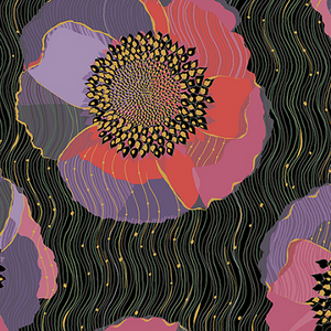 BELLISIMA 26208 J Black Poppies Quilting Treasures