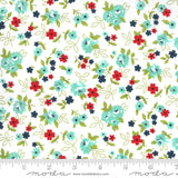 SUNDAY STROLL 55222 11 Floral White Aqua Bonnie & Camille MODA