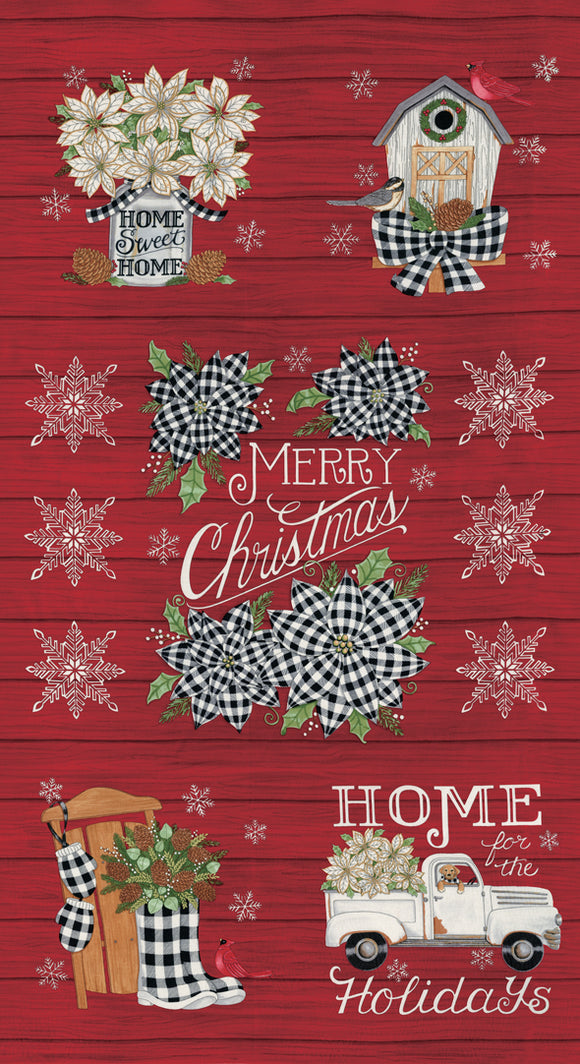 HOME SWEET HOLIDAYS 56000 12 Red Panel Deb Strain MODA