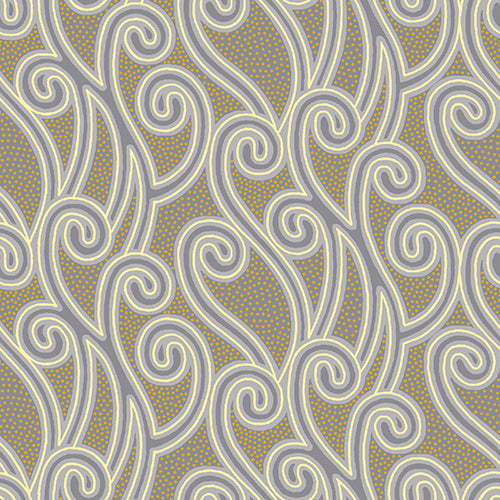 ENCHANTMENT A7369 MYC Fiddlehead Fern Grey Metallic Lonni Rossi Andover