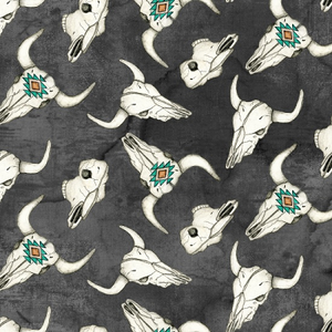 HOME ON THE RANGE 9263 99 Skulls Black Blank