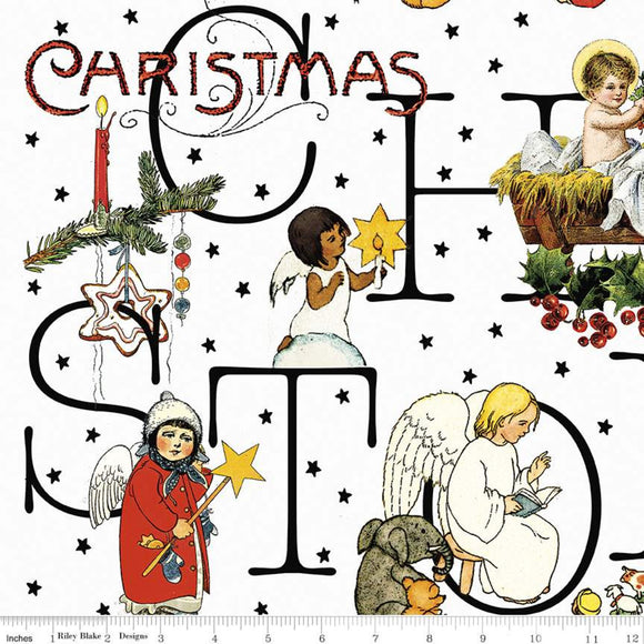 ALL ABOUT CHRISTMAS C10794 White J Wecker Frisch Riley Blake