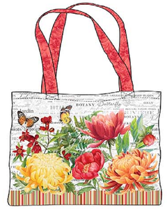 MORNING BLOSSOM 24927 10 White Tote Bag Panel Floral Michel Design Works Northcott