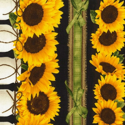 SUNFLOWER FARM C5254 Black Border Stripe Timeless Treasures