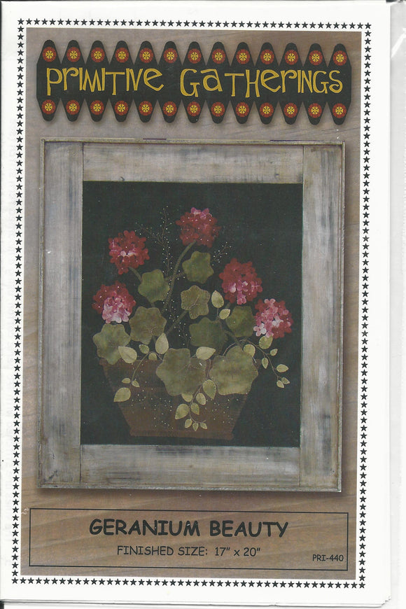 PRI 440 GERANIUM BEAUTY Pattern Wallhanging Primitive Gatherings