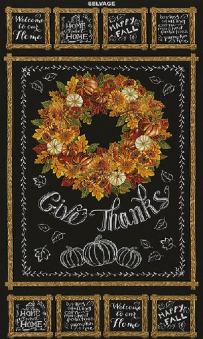 HARVEST CM5204 Thanksgiving Panel Metallic Black Timeless Treasures ...