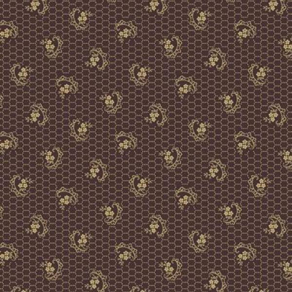 LEESBURG 5862 N Lacy Flower Brown Jo Morton Andover FAT QUARTER